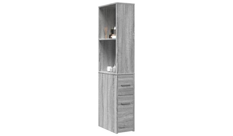 Walplus Engineered Wood Cupboard - Grey and Oak - 22 x 41 x 135 cm