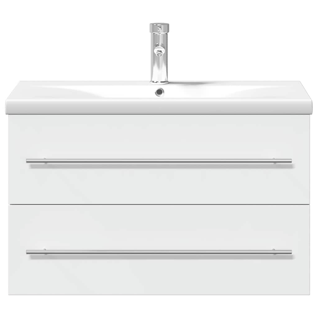 Walplus Bathroom Sink Cabinet with Built In Basin - White - 80 x 38.5 x 48 cm - Image 4