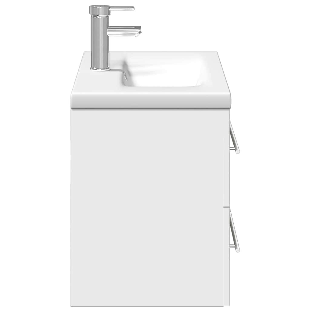 Walplus Bathroom Sink Cabinet with Built In Basin - White - 80 x 38.5 x 48 cm - Image 6