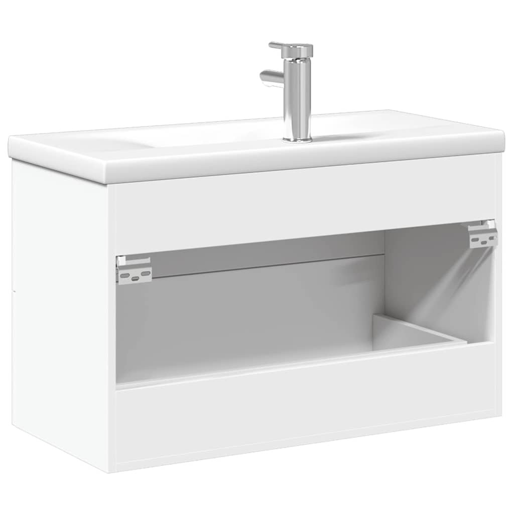 Walplus Bathroom Sink Cabinet with Built In Basin - White - 80 x 38.5 x 48 cm - Image 7