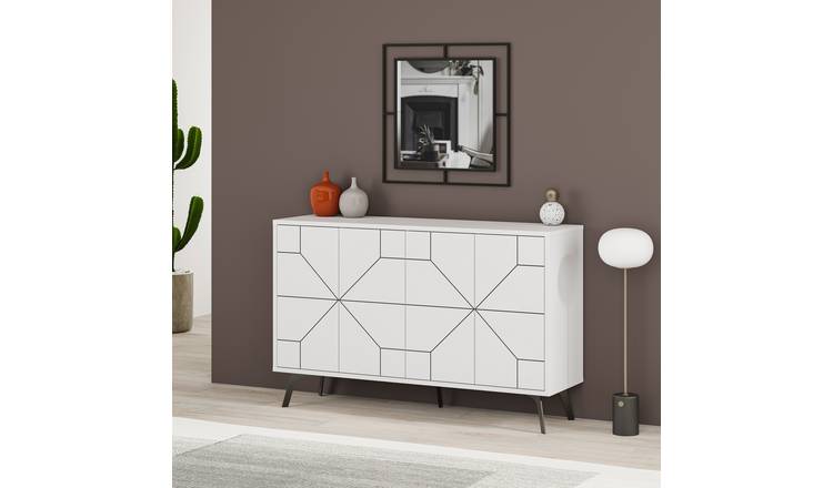Decortie Dune 4 Sliding Door Sideboard - White