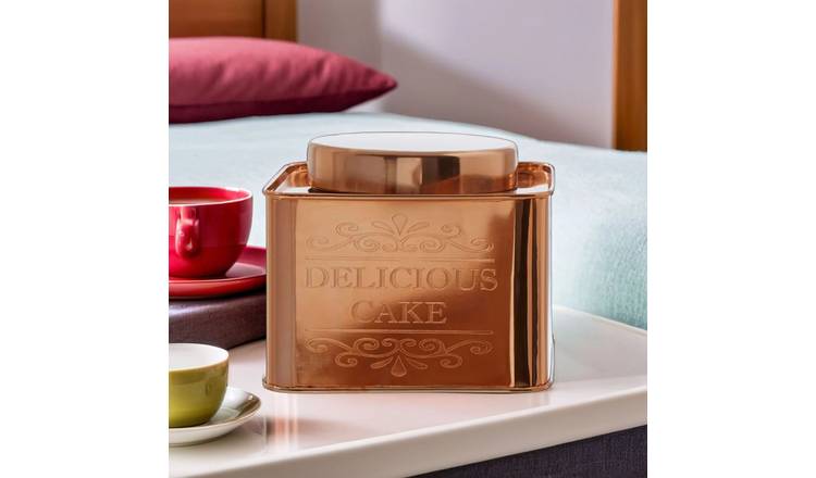 Orsina Chai Square Copper Finish Cake Canister
