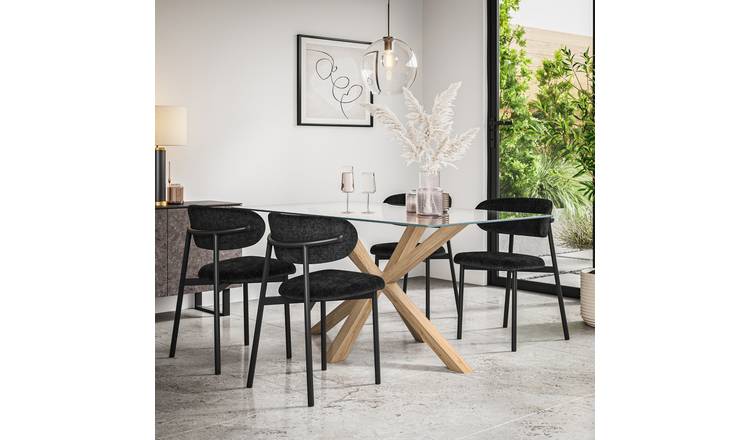 Furniture Online Etta Glass Dining Table & 4 Myla Black Chairs