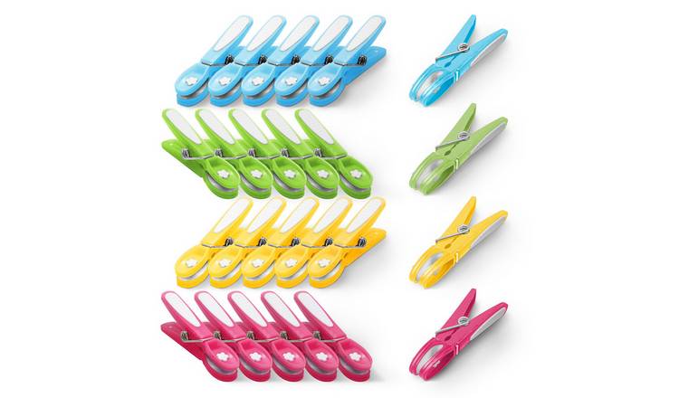 Keplin Multicolour Metal Spring Plastic Laundry Pegs - Pack of 24
