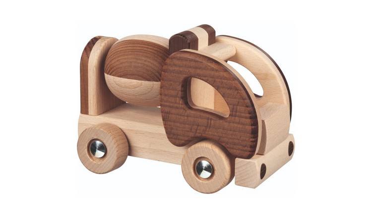 Goki Nature Cement Mixer Push Along Wooden Toy Vehicle