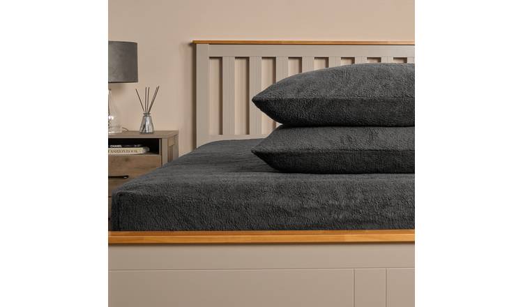 OHS 2 Pack Teddy Fleece Pillowcases - Charcoal