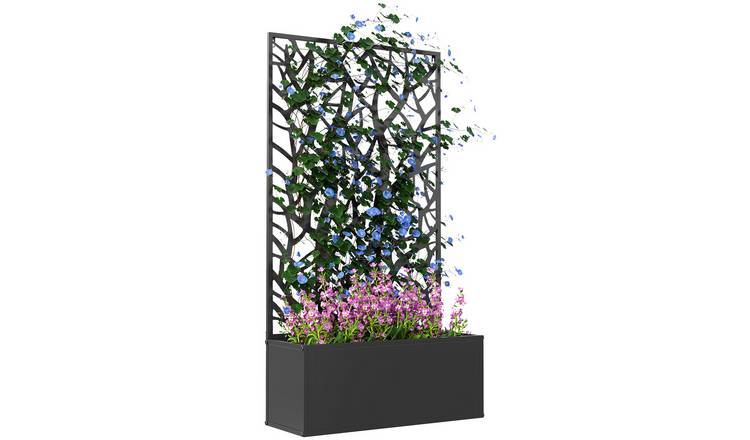 Outsunny Wall Mounted or Freestanding Metal Garden Bed - Black