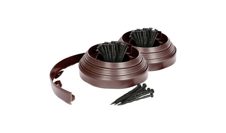 Harbour Housewares Flexible Plastic Lawn & Path Edging - 20m x 4cm - Brown