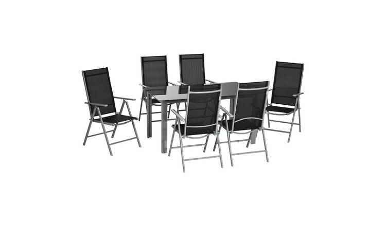 Outsunny 6 Seater Outdoor Garden Bistro Set with Table - Black