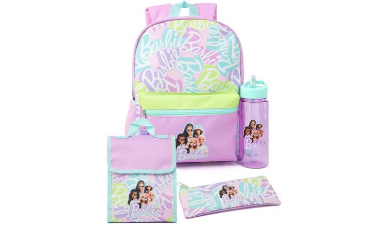 Barbie Printed Kids Girls 4 Piece Backpack Set - Purple