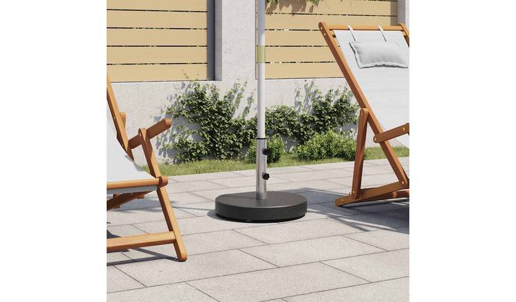 Walplus Stainless Steel Parasol Base Granite Medium Parasol Base Round - Black