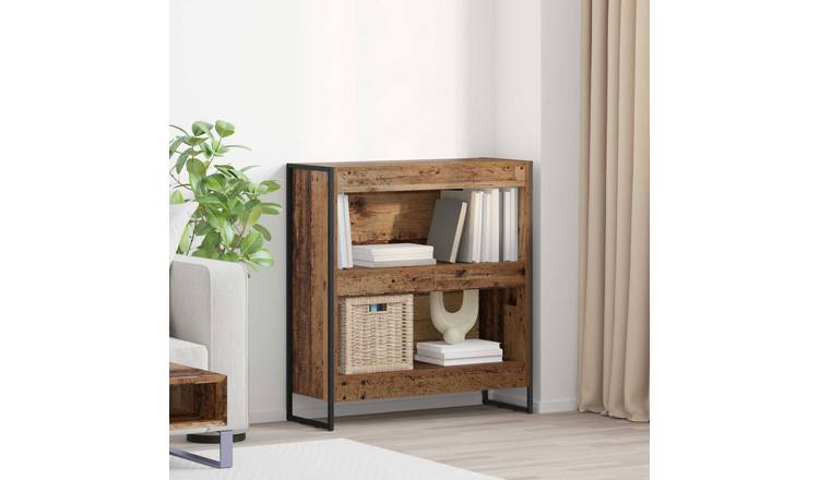 Walplus Engineered Wood Book Cabinet - Dark Wood - 80 x 30 x 86.5 cm