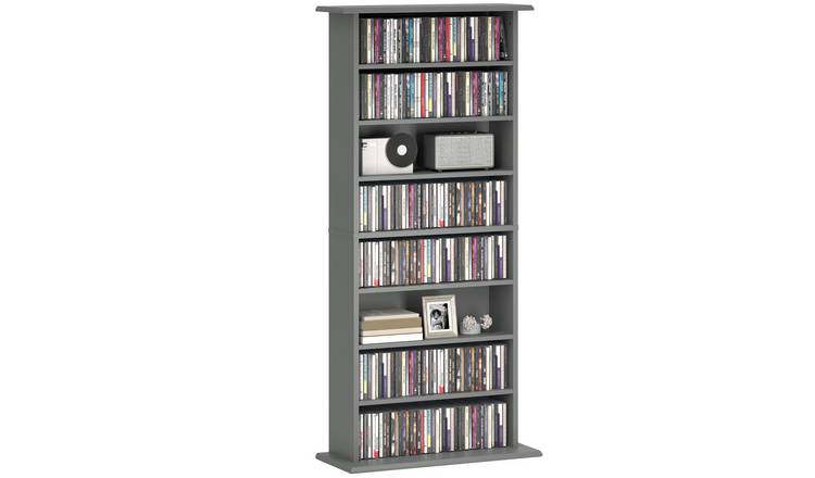 HOMCOM 8 Tier Adjustable CD Storage Shelf - Grey