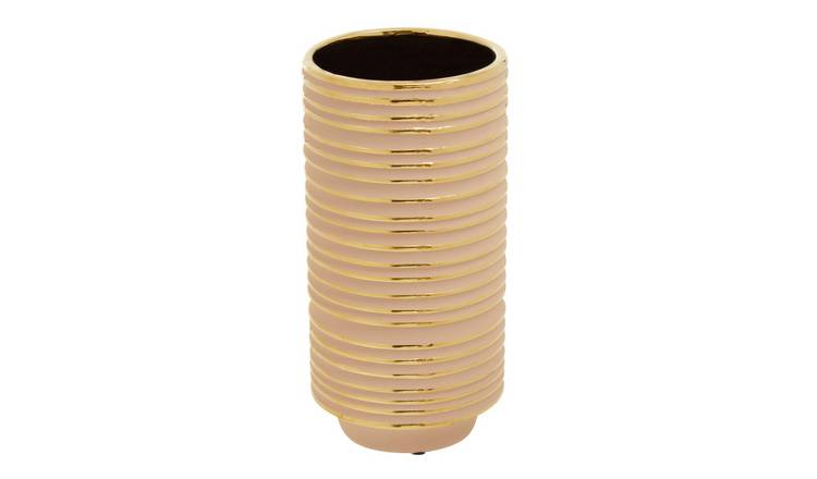 Orsina Haldis Small Ceramic Vase - Blush Pink and Gold