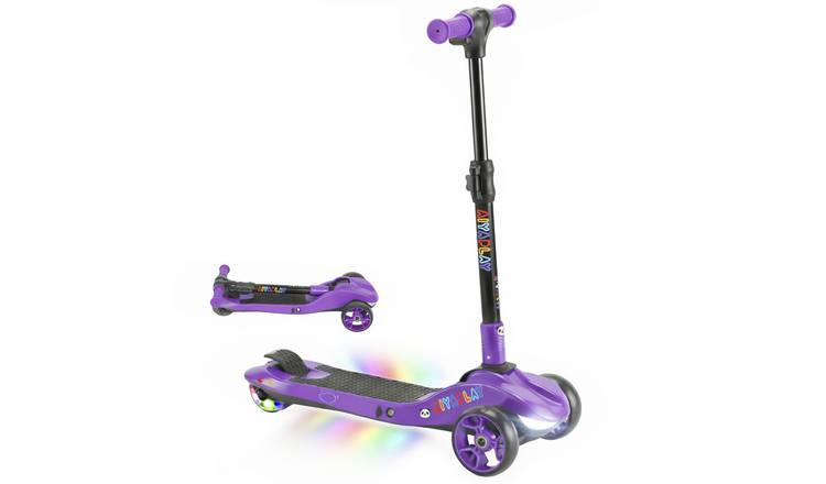 AIYAPLAY 6 to 10 Years 3 Wheel Foldable LED Electric Scooter – Purple