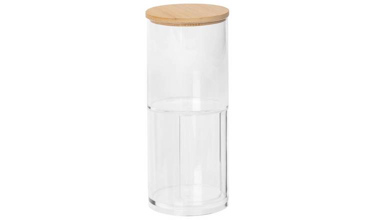 Harbour Housewares Plastic Stacking Bathroom Canister with Bamboo Lid
