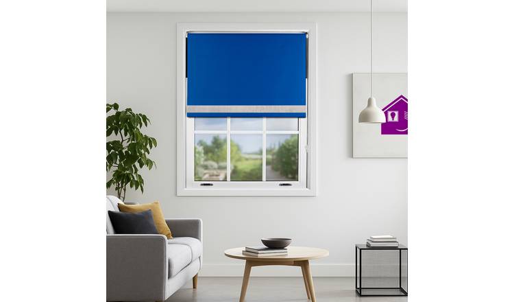 Furnished Blue Blackout Roller Blind Diamante Strip - 60 x 165cm