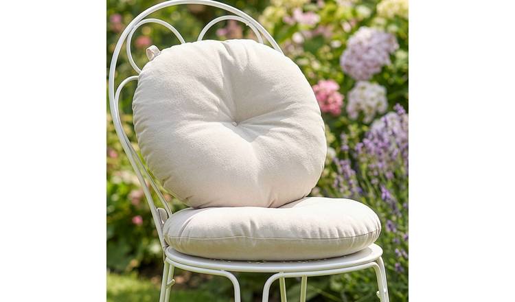 Dibor Set of 4 Round Grey Outdoor Garden Chair Cushion Seat Pads - Grey