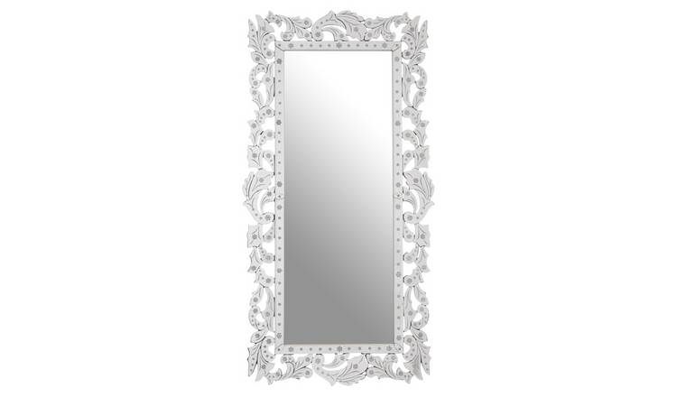 Orsina Geonna Etched Frame Full Length Wall Mirror – Silver
