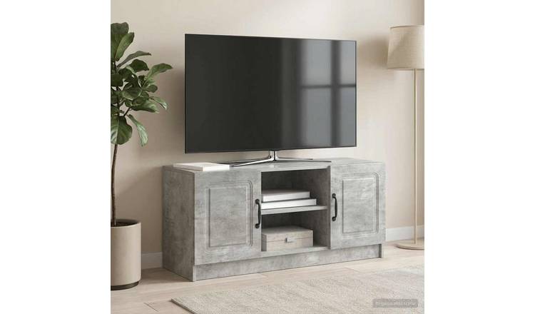 Walplus Wood TV Cabinet Open Shelf - Concrete Grey - 102 x 34.5 x 47 cm