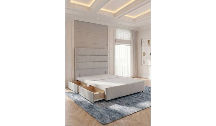 Somnior Regent Linen King 2 Drawer Divan Bed 54" Headboard - Light Grey