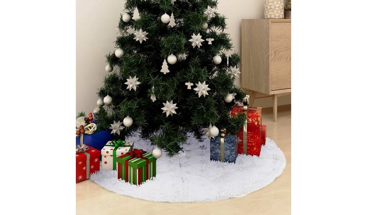 Walplus Faux Fur Patterned Christmas Tree Skirt - White - 90 cm