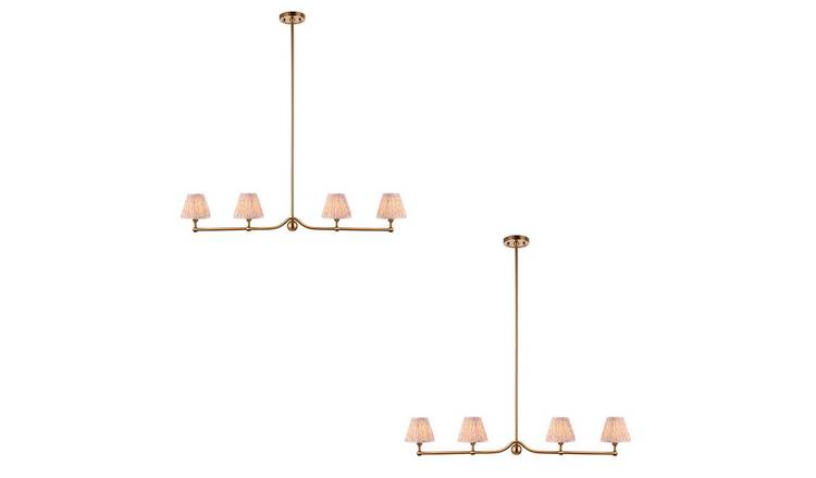 Loops Direct Set of 2 4-Light Pendant - Brushed Aged Brass and Peachy Keen