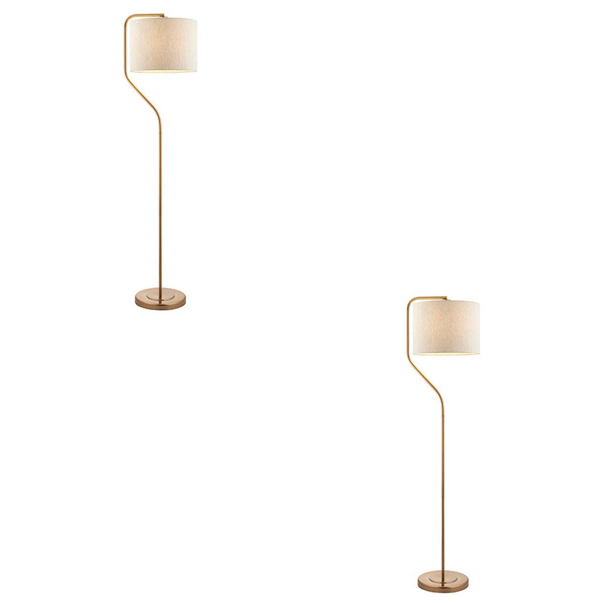 Loops Direct Pack of 2 Floor Lamp - Brushed Aged Brass and Natural Linen - Image 1