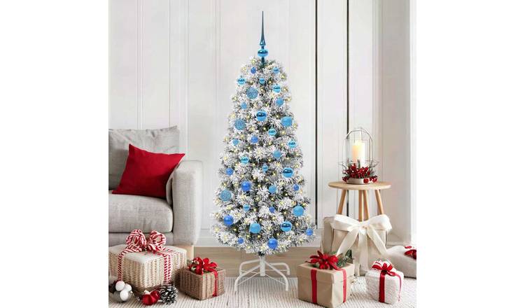 Walplus PVC Hinged Blue Ornaments Artificial Christmas Tree - Green - 150 cm