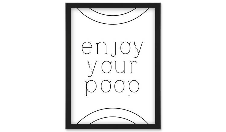 Funny Bathroom Wall Art 'Enjoy Your Poop' Sign Framed Art Print - A4