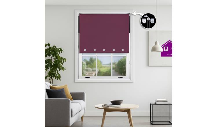 Furnished Aubergine Blackout Roller Blind Square Eyelets - 145 x 210cm