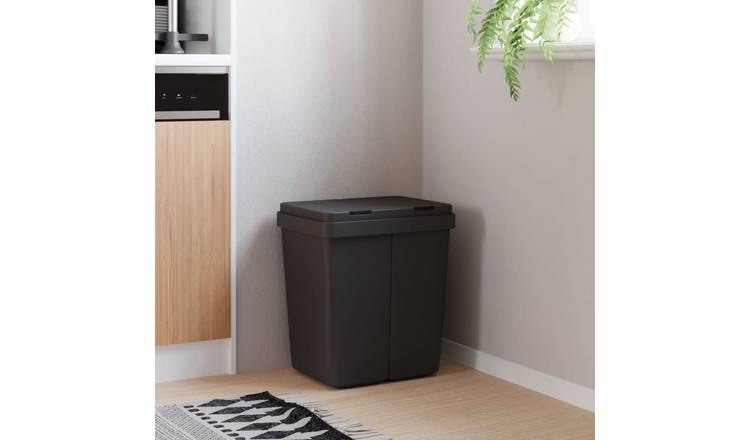 Walplus Polypropylene Dual Bin 2x25 L - Anthracite - 43.5 x 32.5 x 48.5 cm