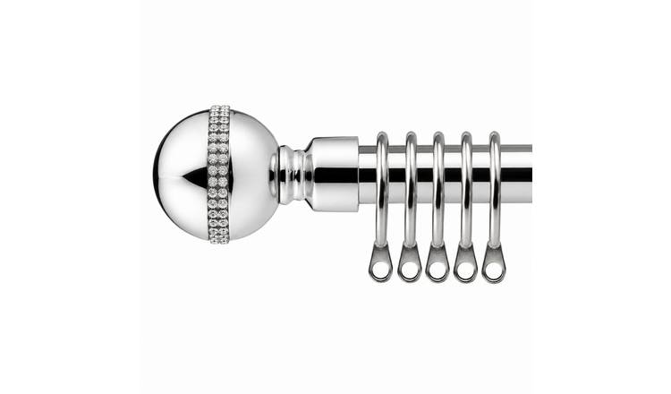New Edge Blinds 16-19mm Chrome Jewel Extendable Curtain Pole - 160cm - 300cm