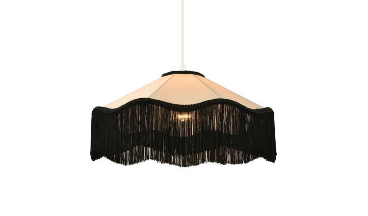 Happy Homewares Black Chic Victorian in Cream Faux Silk Pendant Shade - 40cm