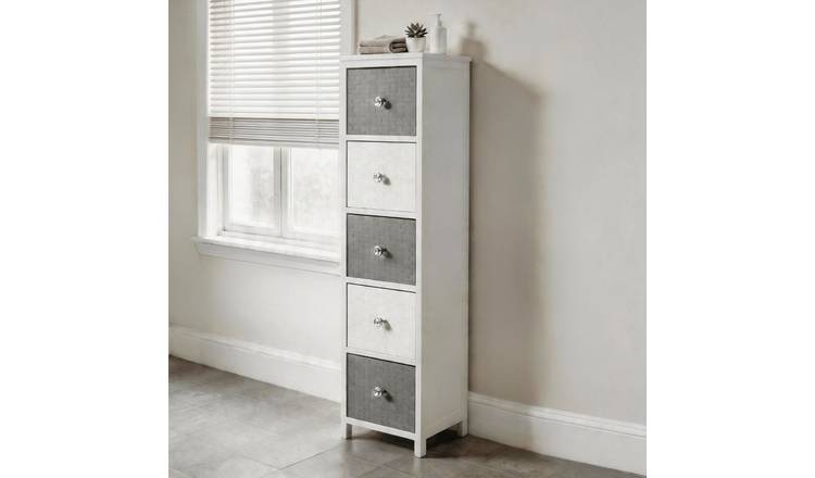 Home Source Crystal 5 Drawer Storage Unit – Grey and White