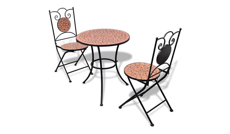 Walplus 3 Piece Iron Bistro Set - Brown - 60 x 70 cm