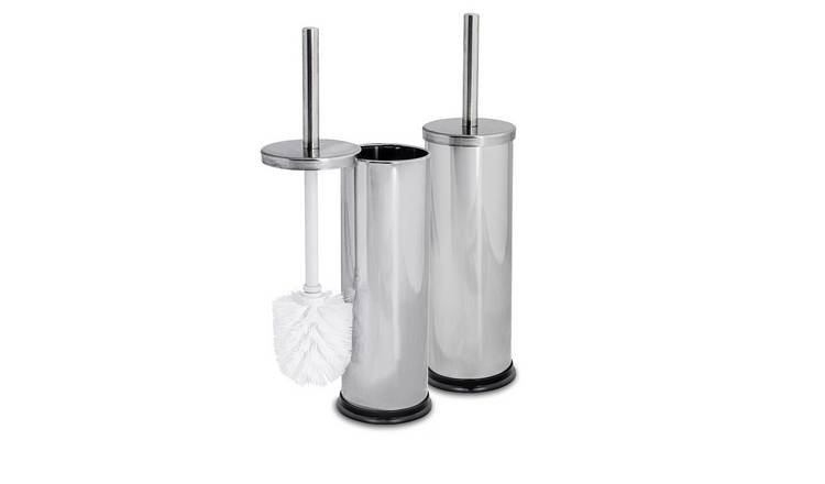 Harbour Housewares Round Toilet Brushes - Chrome - Pack of 2