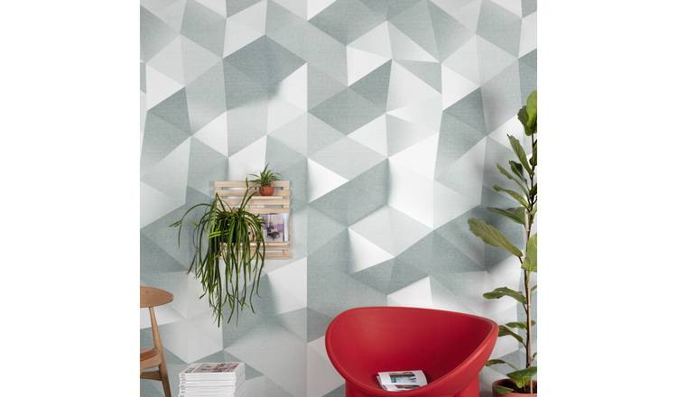 Grandeco 3D Geometric 3 Lane Repeatable Textured Wallpaper Mural  - Grey