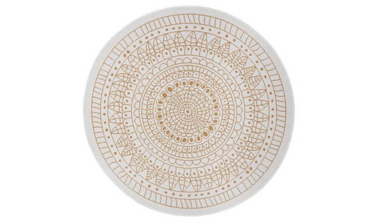 Hanse Home Mustard Porto Indoor Outdoor Round Reversible Flatweave Rug - 200cm