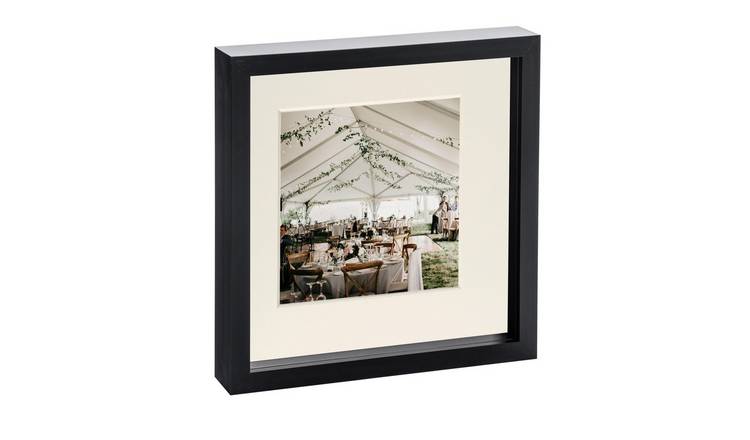 Nicola Spring 3D Box Photo Frame - 10 x 10" with Mount - Black/Ivory