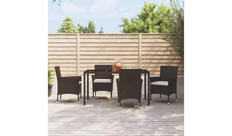 Walplus 4 Piece Rattan Garden Chairs with Cushions - Brown - 61 x 60 x 88 cm