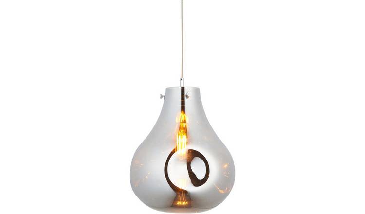 Loops Direct Glass and Steel Hanging Ceiling Pendant - Chrome