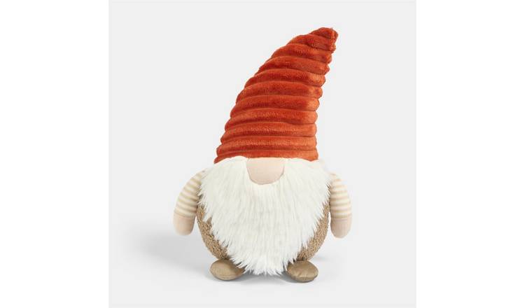 OHS Autumnal Gonk Shaped Scatter Cushion - Rust/Beige - 25cm