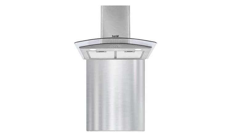 Baridi 60cm Curved Glass Cooker Hood and Splashback Set - Stainless Steel