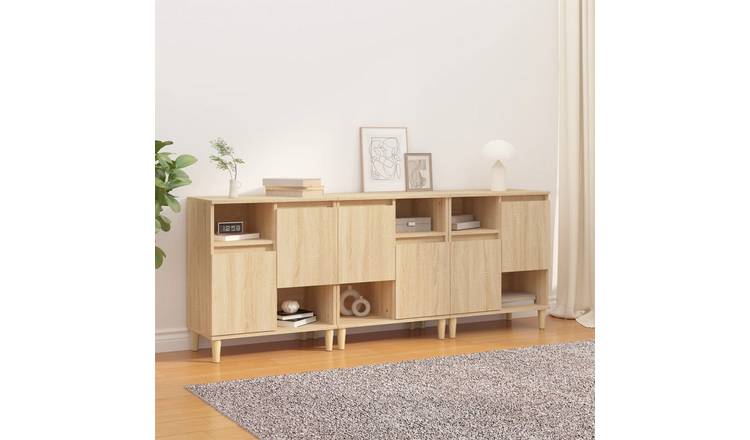 Walplus 3 Piece Engineered Wood 2 Doors Sideboard - Light Oak - 60 x 35 x 70 cm