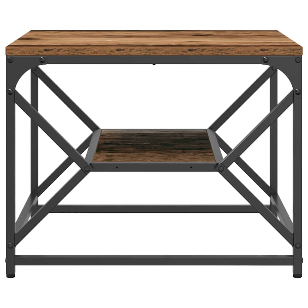 Walplus Engineered Wood and Steel Coffee Table - Dark Wood - 51 x 50 x 40 cm - Image 5