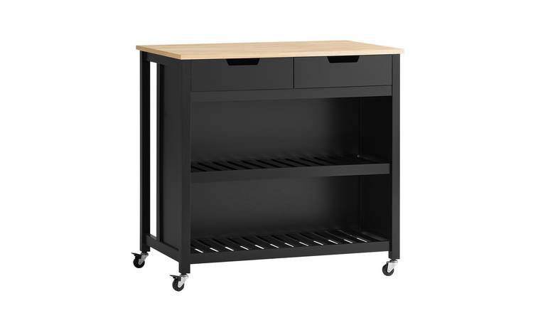 SoBuy 2 Drawer 2 Shelf Kitchen Storage Trolley - Black