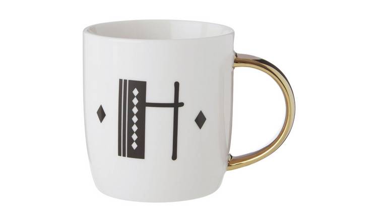 Orsina Diamond Deco H Monogram Mug – White