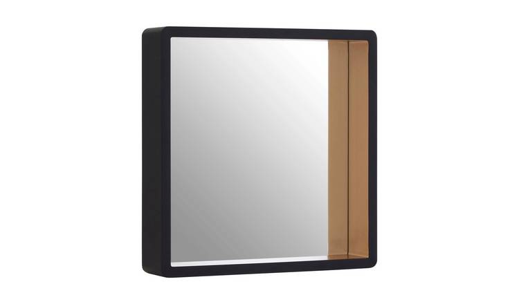 Orsina Bisha Small Wall Mirror with Gold Edge – Black