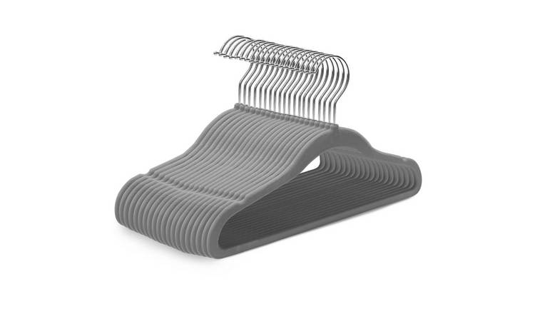 Kidoola Grey & Silver Children's Velvet Baby Hangers - Pack of 20